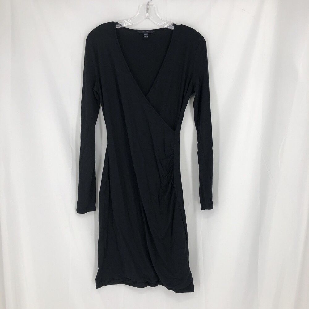 Banana Republic Black Dress Size Small Faux Wrap Ruched